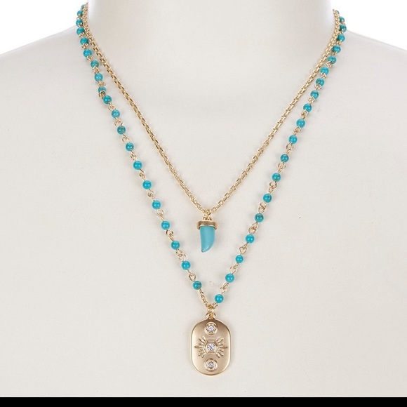 Lucky Brand Jewelry - NWT Lucky Brand double tier tag and horn turquoise pendant necklace